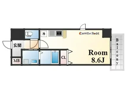 ONLYONE灘南通(1K/2階)の間取り写真