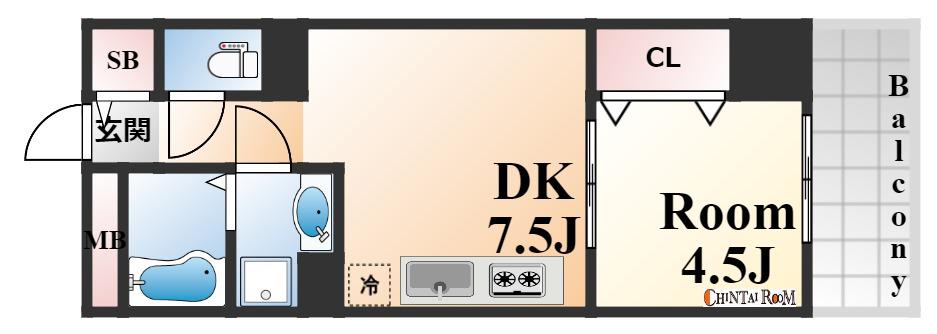 神戸ハーバーサイド 萬利レジデンス(1LDK/4階)の間取り写真