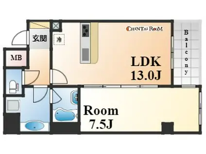 神戸海岸通 萬利RESIDENCE(1LDK/1階)の間取り写真