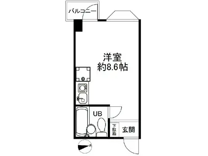 サンヴィラ六甲道パートⅡ(1K/3階)の間取り写真