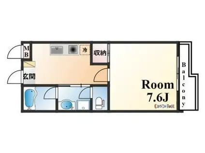 シャンブル仁左衛門(1K/2階)の間取り写真