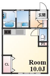 三居ビル(ワンルーム/2階)の間取り写真