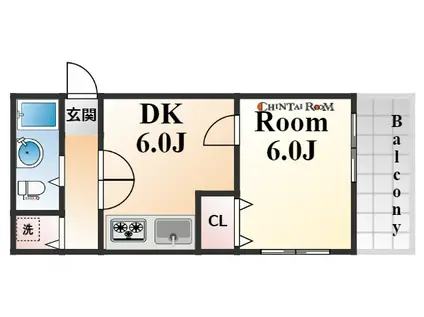 ルミエールⅡ(1DK/3階)の間取り写真