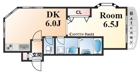 サンパレス21六甲Ⅲ(1DK/2階)の間取り写真