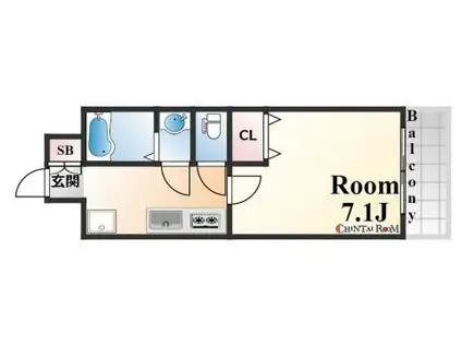 アドバンス三宮Ⅵクレスト(1K/2階)の間取り写真