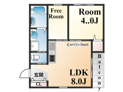 オーズハイツ新神戸(1DK/2階)の間取り写真