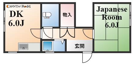 灘北ハイツ(1DK/2階)の間取り写真
