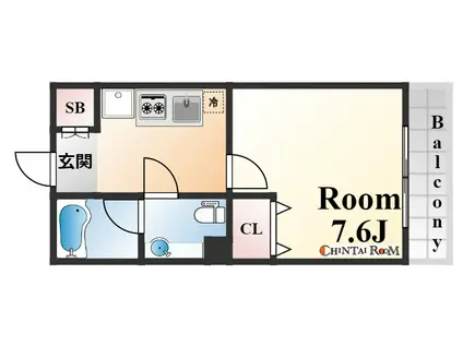インベスト神戸エアフロント(1K/6階)の間取り写真