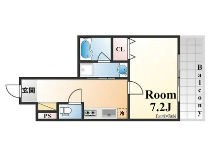 ファーストレジデンス三宮イースト(1K/6階)の間取り写真