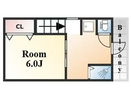 カーサ原田通(1K/2階)の間取り写真