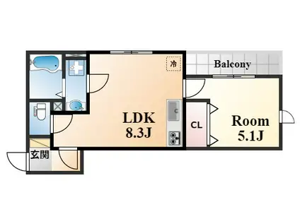 メルベーユ(1LDK/3階)の間取り写真