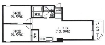 サンパレス21六甲Ⅱ(2LDK/1階)の間取り写真