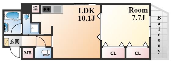 ロアール神戸住吉(1LDK/4階)の間取り写真