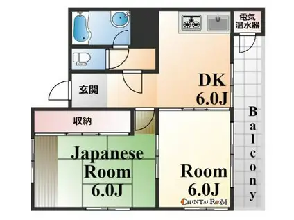 初崎マンション(2DK/2階)の間取り写真