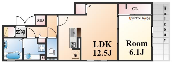 グレイスコート住吉本町(1LDK/3階)の間取り写真
