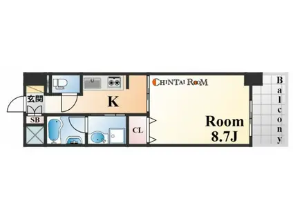 エルセレーノ石屋川(1K/1階)の間取り写真