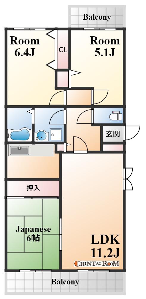 サンフェニックス(3LDK/5階)の間取り写真