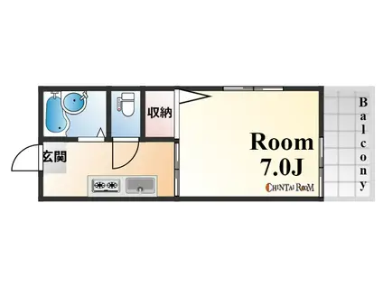 ヘスティア御影(1K/2階)の間取り写真