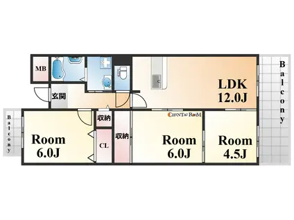 フロレセール南六甲(3LDK/4階)の間取り写真
