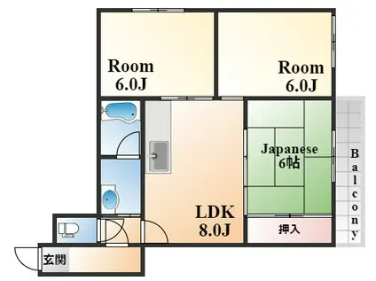 グランディア森北STORIA(3DK/2階)の間取り写真