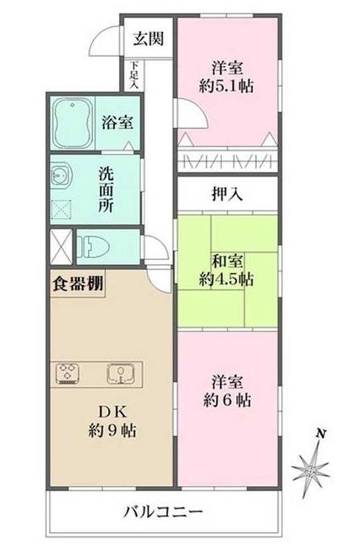 フェニックス本山(3LDK/2階)の間取り写真