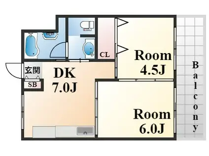 甲南ファミール(2DK/2階)の間取り写真