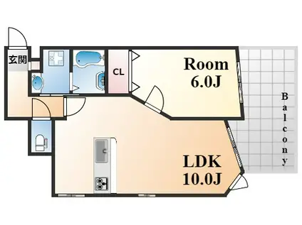 ライオンズマンション下山手(1LDK/4階)の間取り写真
