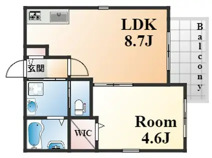 へーベルメゾン三宮(1LDK/1階)の間取り写真