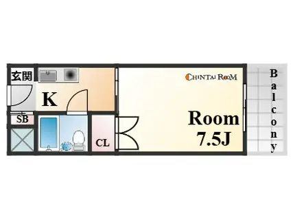 メゾン・ド・六甲パート2(1K/4階)の間取り写真