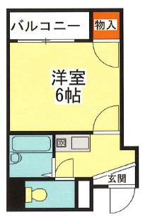 住吉スカイブルー(1K/3階)の間取り写真