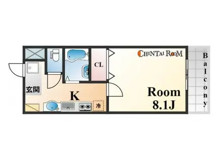 グラーツィア東灘(1K/9階)の間取り写真