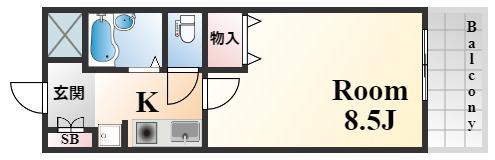 メゾンフレール(1K/3階)の間取り写真