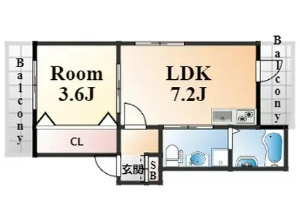 NET-K大倉山アーク(1LDK/2階)の間取り写真