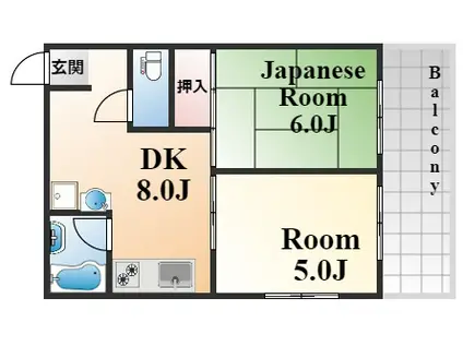 篠原南マンション(2DK/1階)の間取り写真