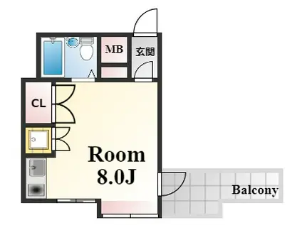 メゾンドゥロイ(1K/3階)の間取り写真