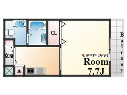 シティフラット三宮東(1K/8階)の間取り写真