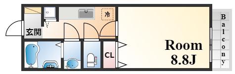 モナリエ青谷(1K/2階)の間取り写真