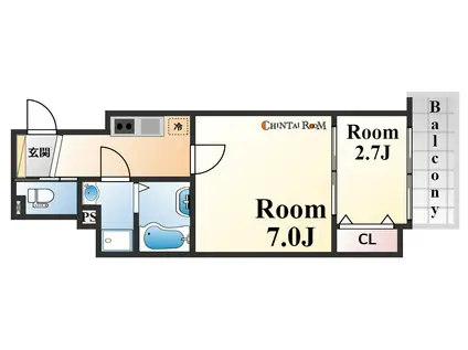 アドバンス三宮ラシュレ(2K/7階)の間取り写真