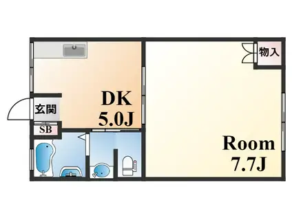 岡本梅林(1DK/2階)の間取り写真