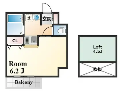 エステムコート神戸県庁前Ⅲフィエルテ(1K/13階)の間取り写真
