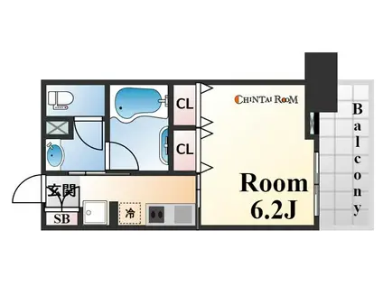 レジディア神戸元町(1K/13階)の間取り写真