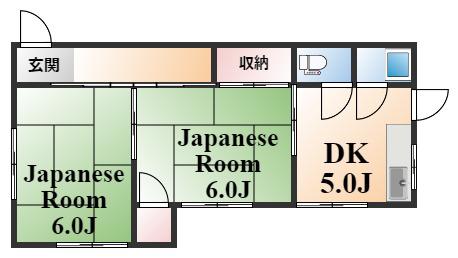 青谷ハイツ(2DK/2階)の間取り写真