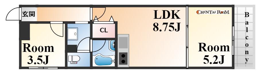 朝日プラザ六甲2(2LDK/2階)の間取り写真