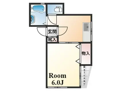 ハイツ中山手(1DK/2階)の間取り写真