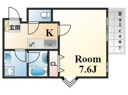 デスポワール御影(1K/4階)の間取り写真