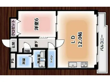 サンライズ壱番館(1LDK/4階)の間取り写真