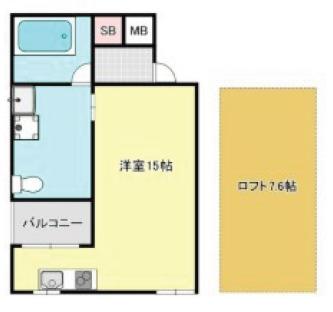 パロス山本通(1K/1階)の間取り写真