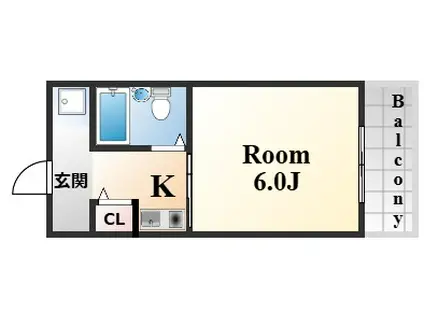 ロイヤルコート山本通(1K/1階)の間取り写真