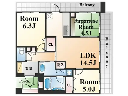 アーバン甲南(3LDK/2階)の間取り写真