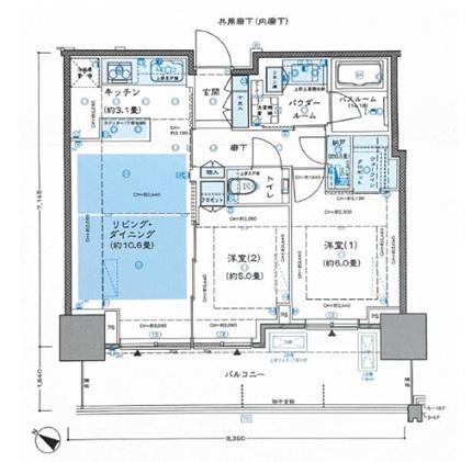 ベイシティタワーズ神戸ウエスト(2LDK/13階)の間取り写真